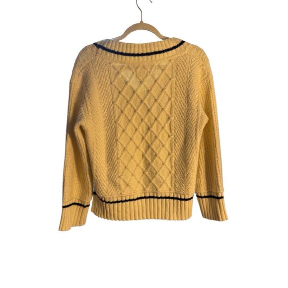 ANTHROPOLOGIE Maeve The Tillie V-Neck Pullover Sweater Sz XS Petite Ivory Chunky - Picture 10 of 11